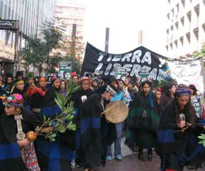 Huelga para la libertad de los presos políticos Mapuches. Foto de archivo